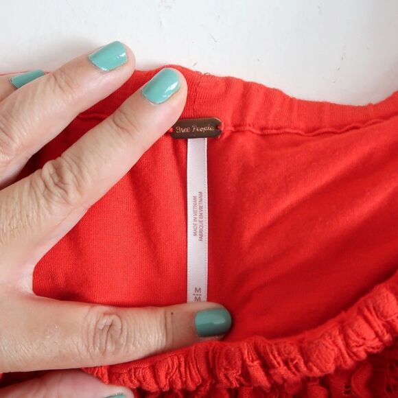 Free People Red Lace Layered Top - Size Medium - Picture 4 of 7